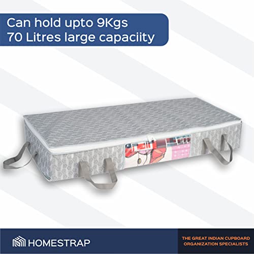 Homestrap Polypropylene Set of 2 Rectangular Under Bed Storage Organiser Bag With Large Front Window Zipper (Grey) (Shark Tank Product) - Image 5