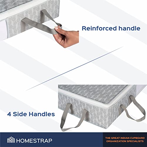 Homestrap Polypropylene Set of 2 Rectangular Under Bed Storage Organiser Bag With Large Front Window Zipper (Grey) (Shark Tank Product) - Image 4