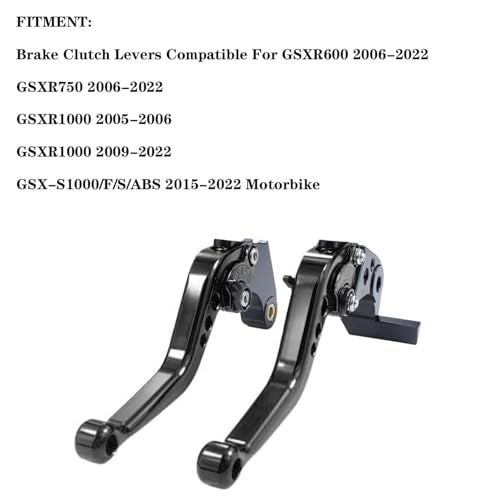 Adsspro CNC Aluminum Motorcycle Short Brake Clutch Levers Lever Handle Handlebar Grips for GSXR600 20062022 GSXR750 20062022 GSXR1000 20052006 GSXR1000 20092022 GSXS1000FSABS 20152022 Black - Image 3