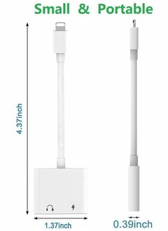 SYOSI Headphone Adapter, Suitable For Iphone, 2 In 1 Charger + Auxiliary Audio Splitter Support Charging + Music Control (White)  - Image 3