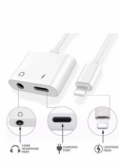 SYOSI Headphone Adapter, Suitable For Iphone, 2 In 1 Charger + Auxiliary Audio Splitter Support Charging + Music Control (White)  - Image 2