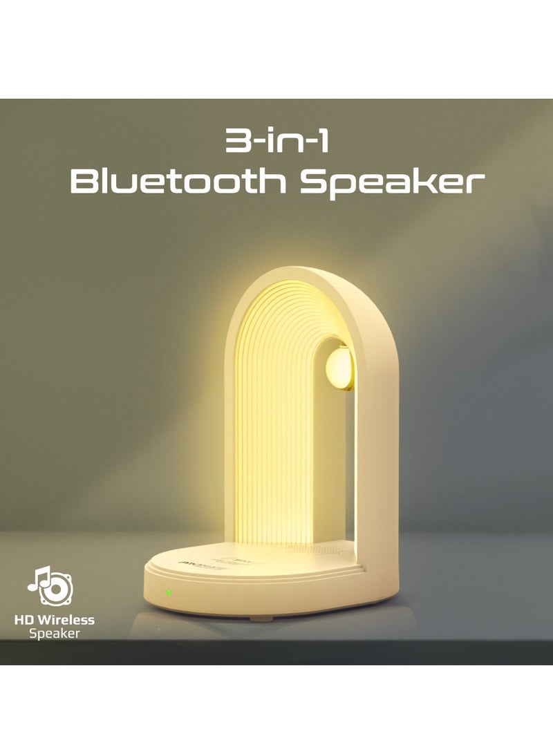 PROMATE Led Night Lamp With Premium 15W Qi Wireless Charger, Bluetooth Speaker, Adjustable Brightness, Charging Protection, Touch Control, Stylish Design And 360° Surround Sound For iPhone 17,Globe-Qi - White - Image 2