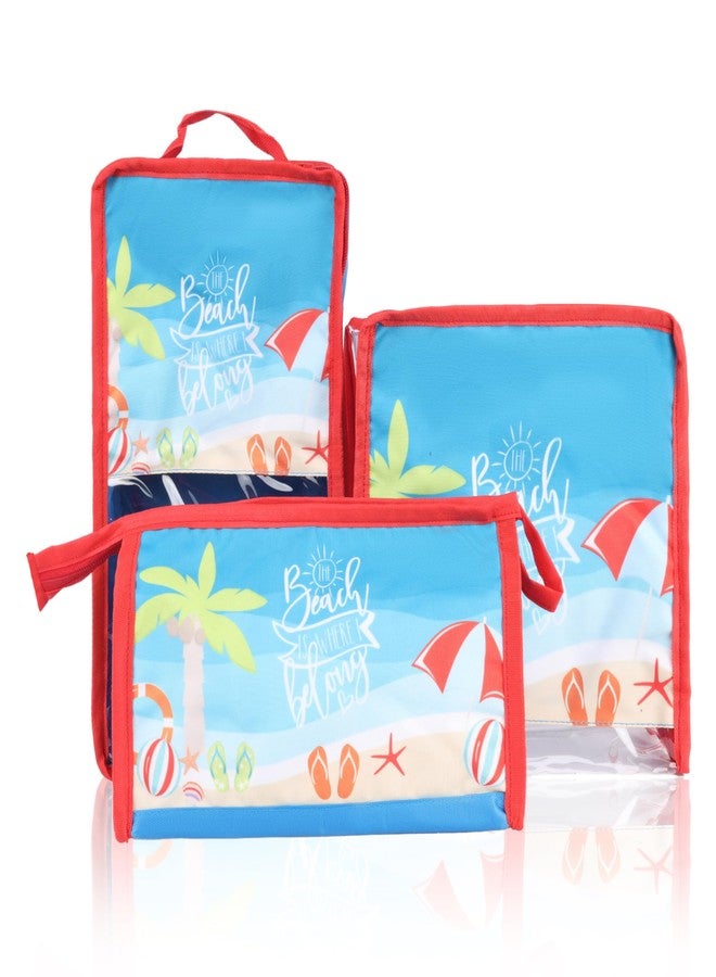 Echo Boomers Beach 4-Piece Organizer Set - Blue, Packing Cubes with Unique Print. - Image 2