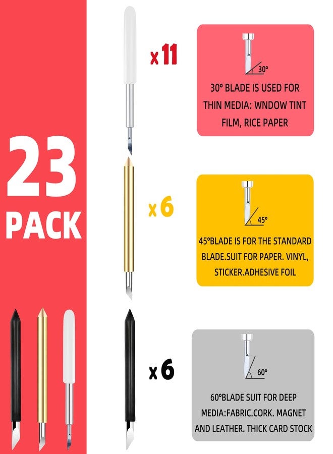UTNVBTR 23 Pcs Replacement Blades Compatible with Maker 3/4/Maker/Explore 3/4/Explore Air 2/Air/One/Venture-Includ 11PCS 30°Standard Blades 6 PCS 45°Fine-Point Blades and 6PCS 60°Deep Cutting Blades - Image 2