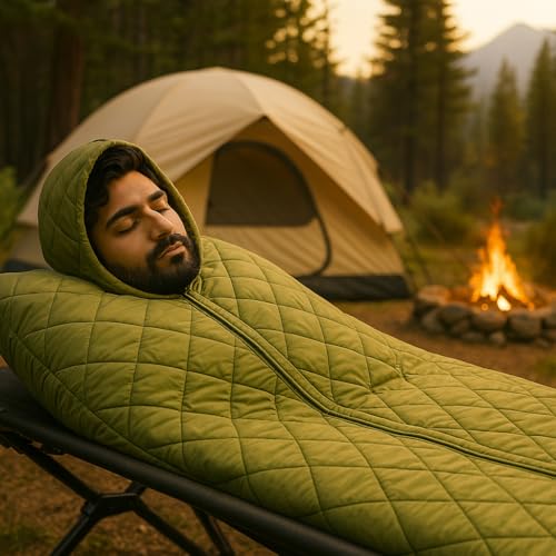 RhinoKraft Beast Quilted Mummy Sleeping Bag | Fixed Fur Insulation for Winter | 5–20 °C Comfort | 1.7 kg Lightweight | Fits Up to 7-ft Tall | Rugged Olive Army Sleeping Bag for Camping & Trekking - Image 4