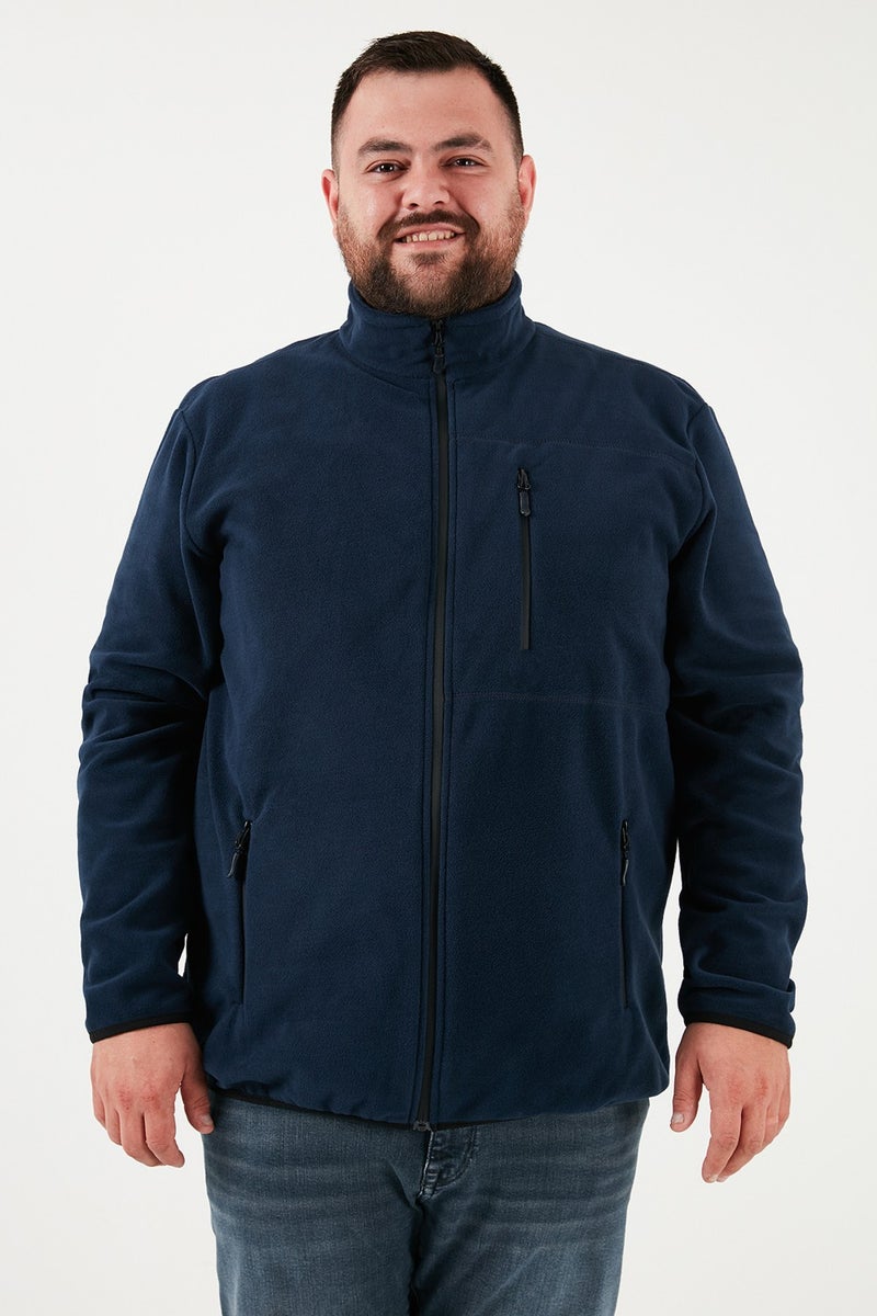 Buratti Regular Fit Stand Collar Zippered Plus Size Polar Fleece Cardigan Men's Cardigan 5906028B  - Image 4