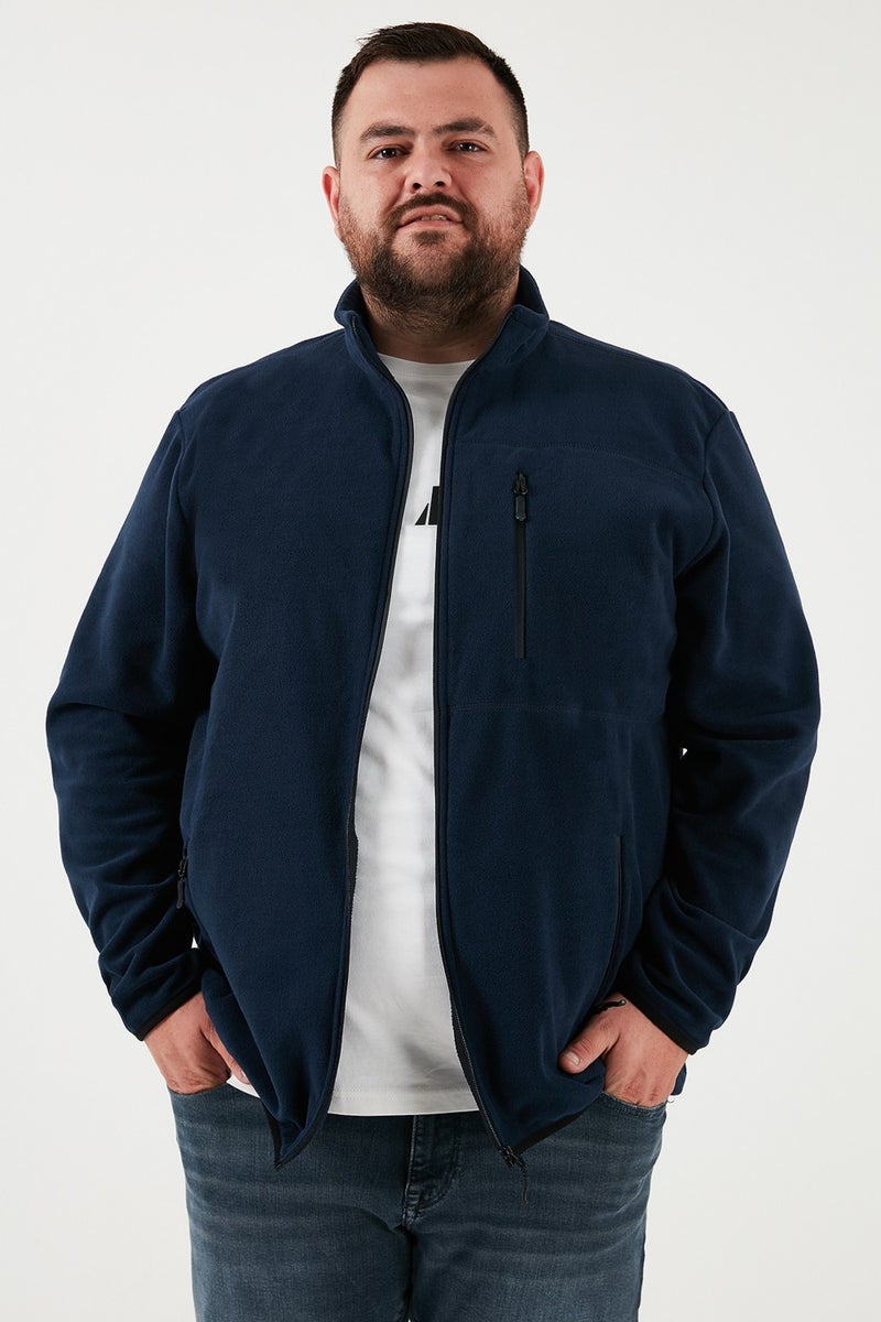 Buratti Regular Fit Stand Collar Zippered Plus Size Polar Fleece Cardigan Men's Cardigan 5906028B  - Image 3