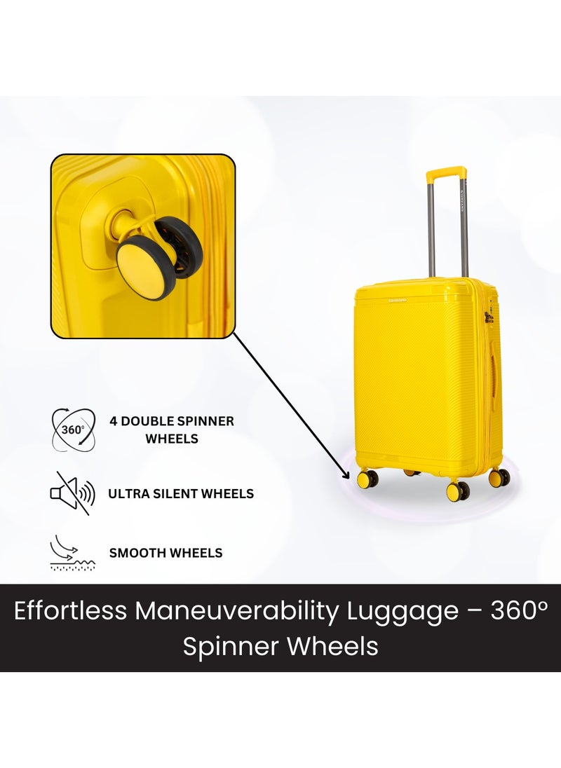 GIORDANO Giordano League Luggage Set PP Hardshell Travel Business Suitcase, Durable Hardside Unbreakable Lightweight Expandable Anti-theft Zip 4 Double Wheel TSA Lock 3pcs Trolley (20+24+28 Inch).Yellow  - Image 3