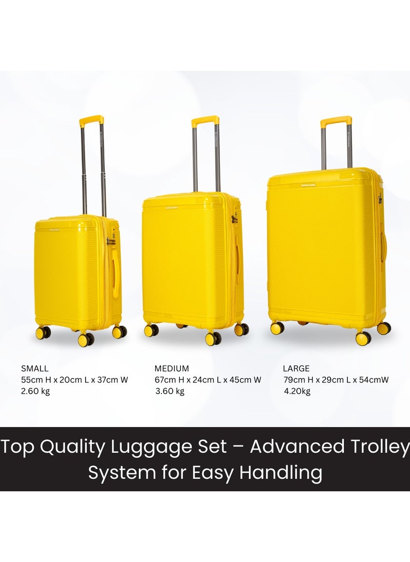 GIORDANO Giordano League Luggage Set PP Hardshell Travel Business Suitcase, Durable Hardside Unbreakable Lightweight Expandable Anti-theft Zip 4 Double Wheel TSA Lock 3pcs Trolley (20+24+28 Inch).Yellow  - Image 5