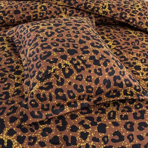 Caressma Safari Leopard Cheetah Print Brown Comforter Set, Twin Size 2 Pieces for All Seasons, Untamed Wilderness Style Comforter with Pillowshams, Ultra Soft Microfiber - Image 5