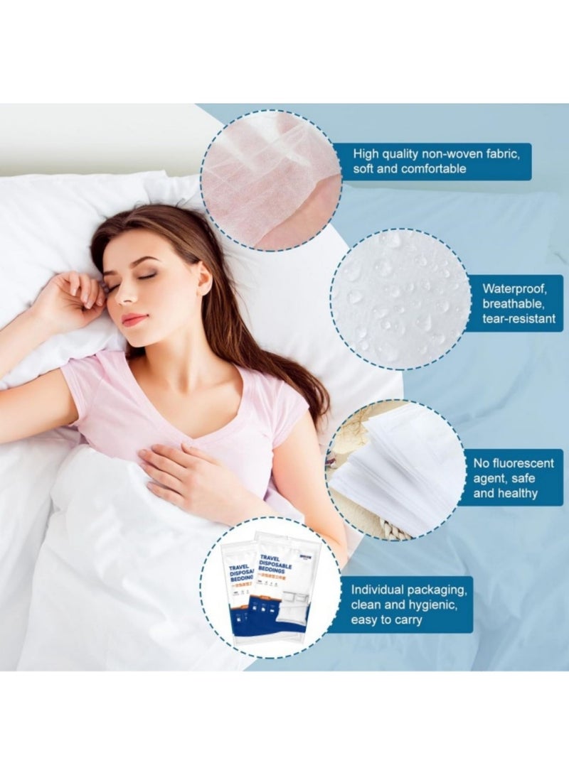 Disposable 4PCS Non-Woven Travel Bedding Set – King Size Bed Sheet, Duvet Cover & Pillowcases | Waterproof, Anti-Dust Mite, Hotel, Hospital, Home, Travel Use  - Image 2