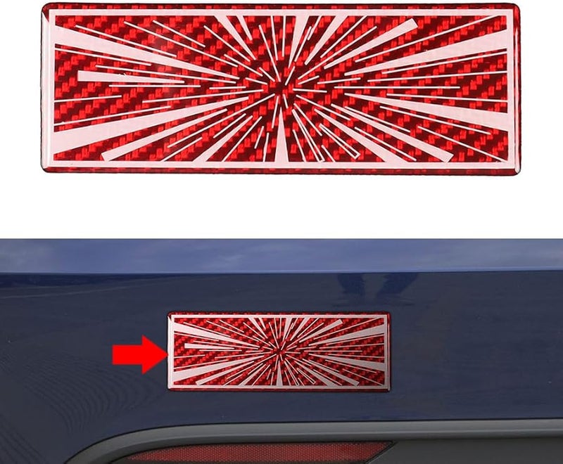 شعار صندوق السيارة من ألياف الكربون الحمراء لسيارات تيسلا موديل 3 وموديل Y - Image 3