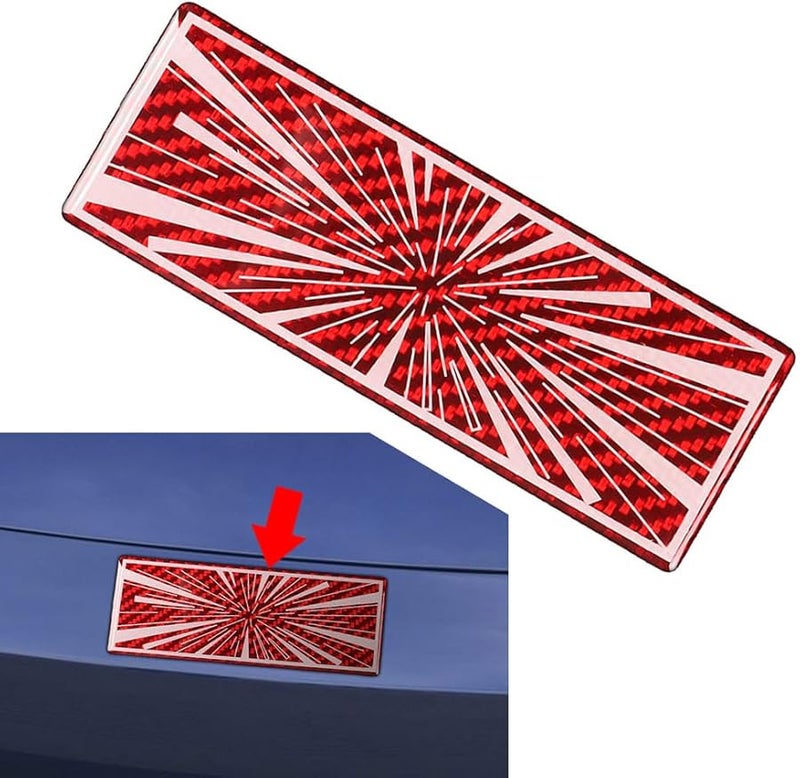 شعار صندوق السيارة من ألياف الكربون الحمراء لسيارات تيسلا موديل 3 وموديل Y - Image 4