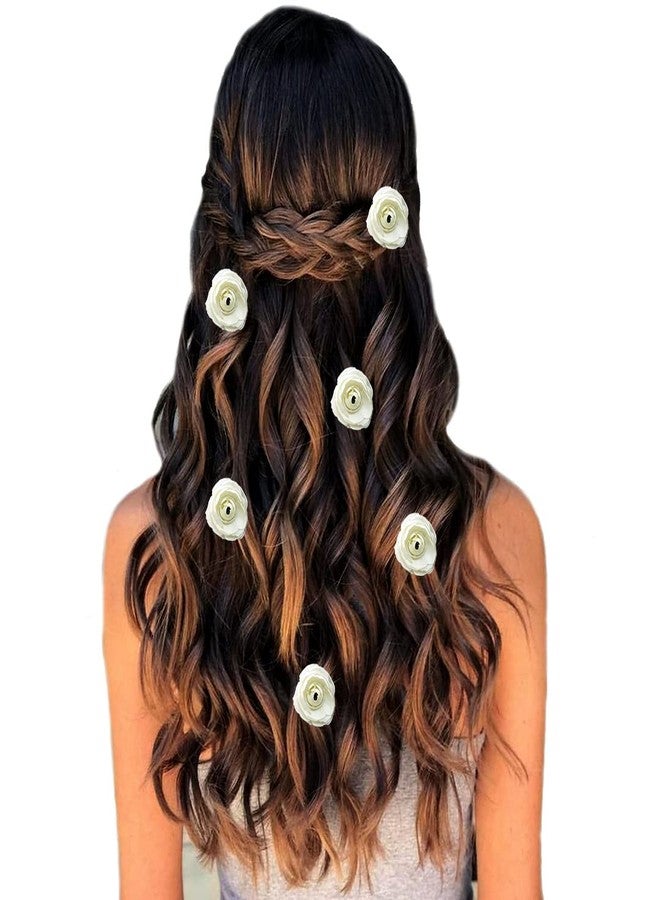 Hair Flare Artificial Rose Flower Made hair Pins/Juda Pin/Hair Clips-2477, White - Image 2
