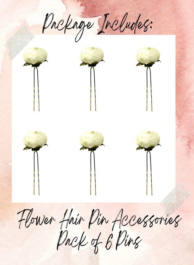 Hair Flare Artificial Rose Flower Made hair Pins/Juda Pin/Hair Clips-2477, White - Image 5