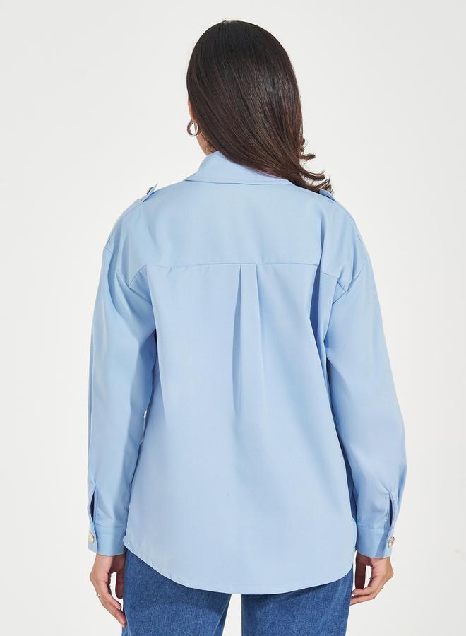 Styli Styli Twill Oversized Shirt with Flap Pockets - Image 5