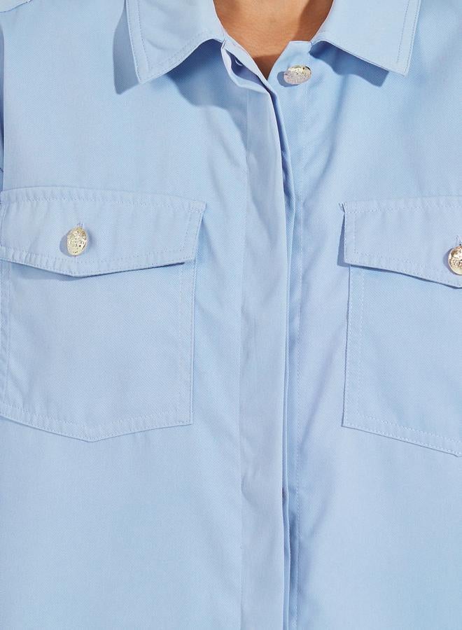 Styli Styli Twill Oversized Shirt with Flap Pockets - Image 4