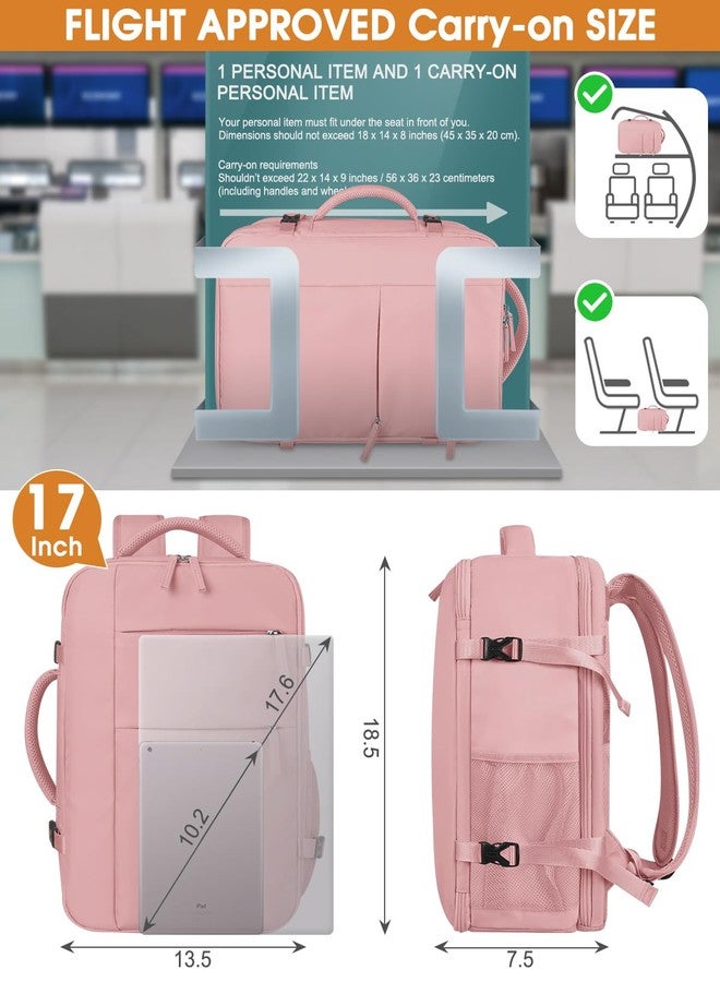 Capolo Travel Backpack for Women Men Waterproof Laptop Backpack Airlines Approved Carry On Backpack Bag Computer Bookbag for Business, Work, Traveling Fits 15.6 Inch Laptop(Pink) - Image 5