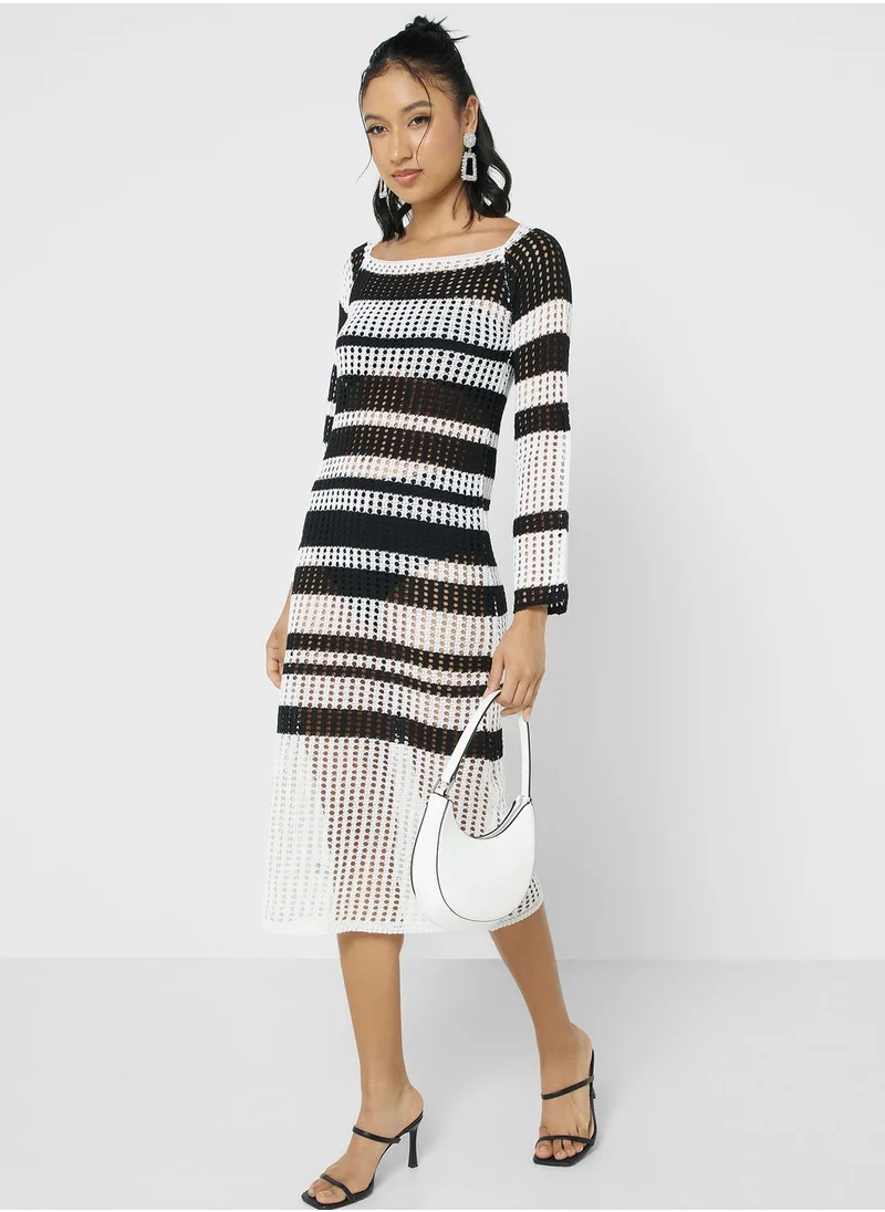 Ginger Crotchet Stripe Maxi Dress