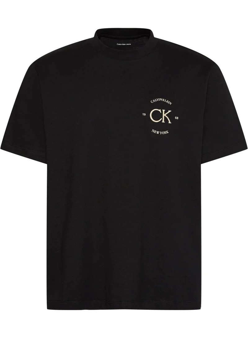 Calvin Klein Jeans Black Embroidered Logo T-Shirt for Men | Best Price UAE