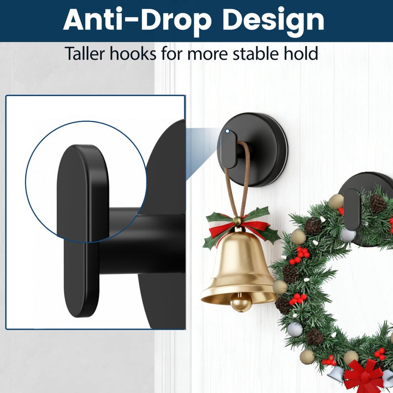 pickpiff Suction Cup Hooks for Shower: 15 LB Strong Wall Hanger for Bathroom, Front Door, Glass, Window, RV, Holder for Towel, Christmas Wreath, Coat, Loofah, Waterproof & Reusable, Matt Black 4 Pack - Image 4
