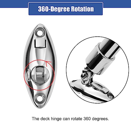 ODYSUNRAL Boat Quick Release Bimini Top Swivel Deck Hinge 360 Degree Rotation Solid 316 Stainless Steel Marine Bimini Top Hardware2Pack - Image 3