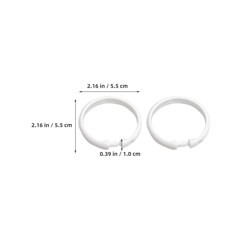 White O Shaped Shower Curtain Hooks And Plastic Rings Set 55pcs For Bathroom Rods And Drapes - Image 3