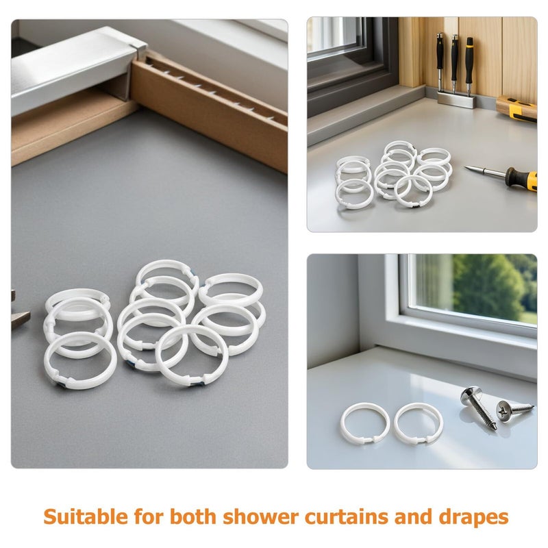 White O Shaped Shower Curtain Hooks And Plastic Rings Set 55pcs For Bathroom Rods And Drapes - Image 4