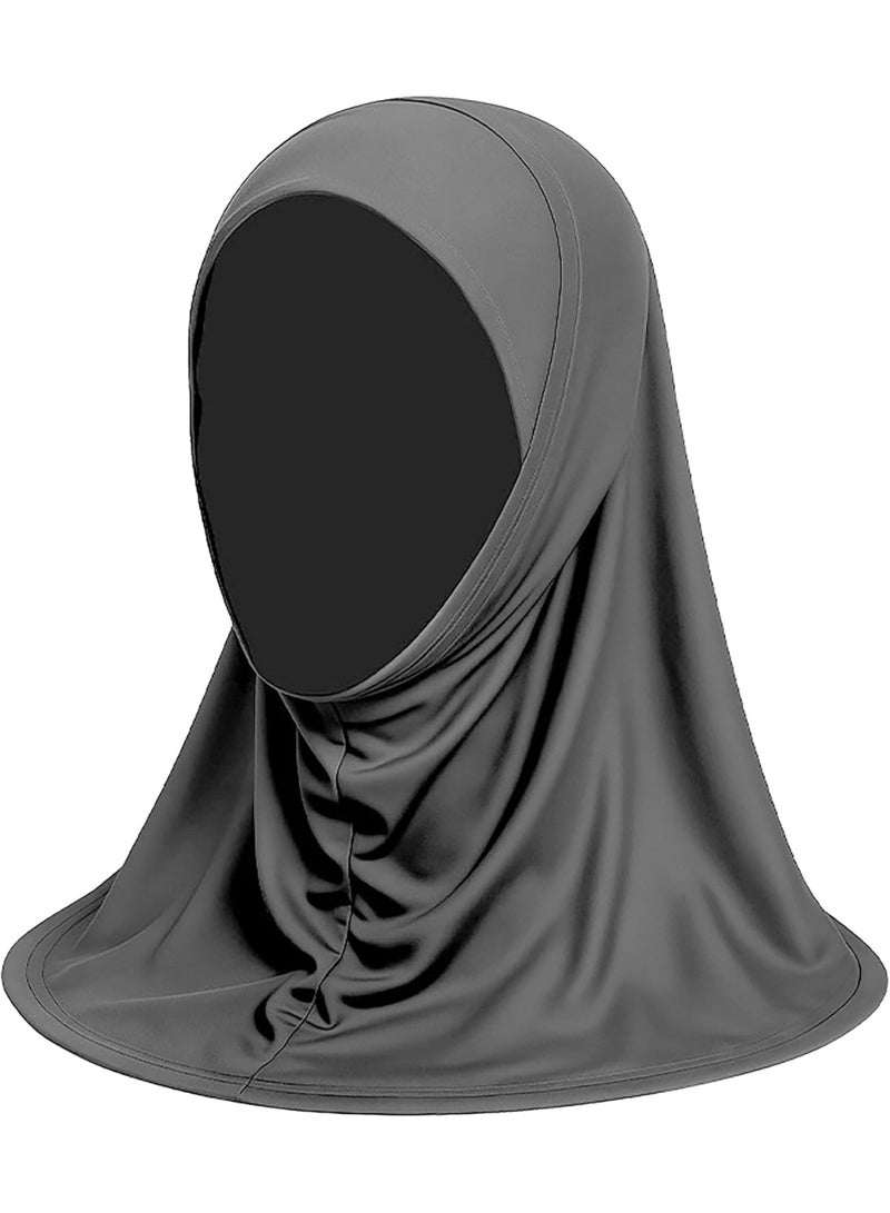2 Pack Grey Women Chin Wrap Hijab Undercap, Milk Silk Inner Under Scarf, Breathable Quick Dry Daily Muslim Hijab Hat, UV Protection Stretch Wind Dust Resistant Hijab Cap - Image 4