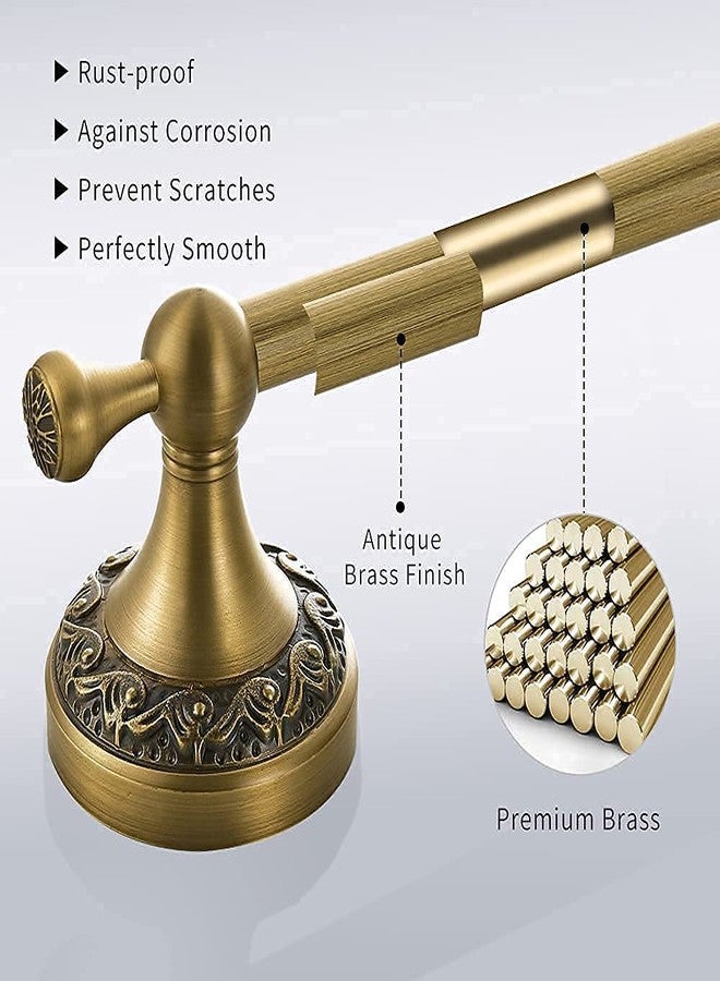 BATHSIR Antique Brass Towel Bar Set, Adjustable Bathroom Accessories Include Expandable Towel Holder Toilet Paper Holder Towel Ring Robe Hook Retro Carved Style Hardware 4 Piece Wall Mount - Image 5