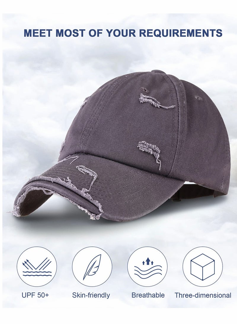 SYOSI White Vintage Distressed Hat Washed Baseball Cap Adjustable Cotton Dad Hat for Men Women - Image 4