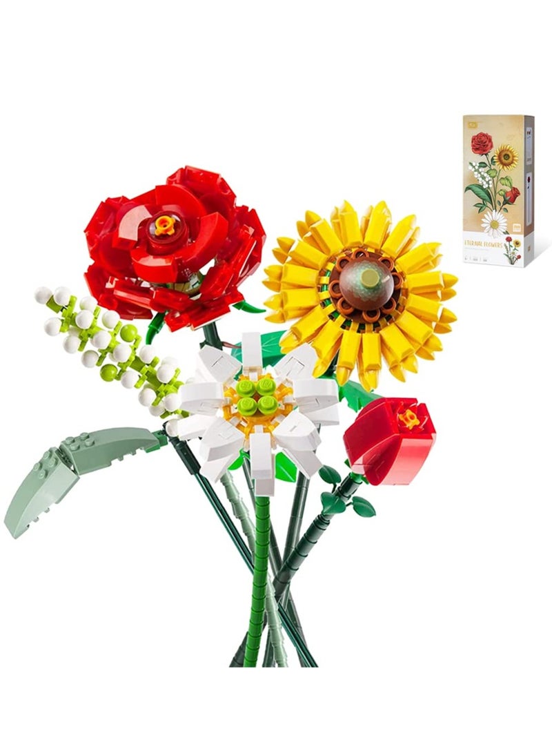 Arabest Mini Bricks Flower Bouquet Building Sets, Artificial Flowers, DIY Unique Decoration Home, 568 Pieces Botanical Collection for Girl for Gift - Image 1