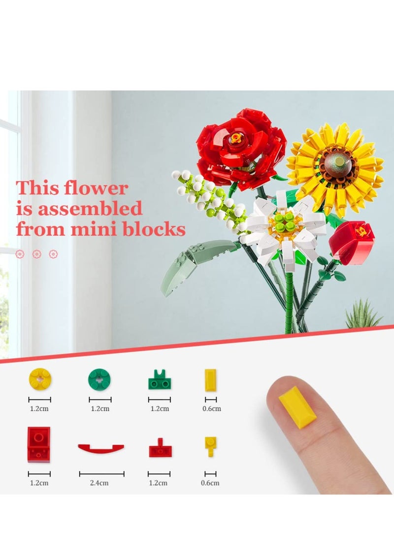 Arabest Mini Bricks Flower Bouquet Building Sets, Artificial Flowers, DIY Unique Decoration Home, 568 Pieces Botanical Collection for Girl for Gift - Image 2