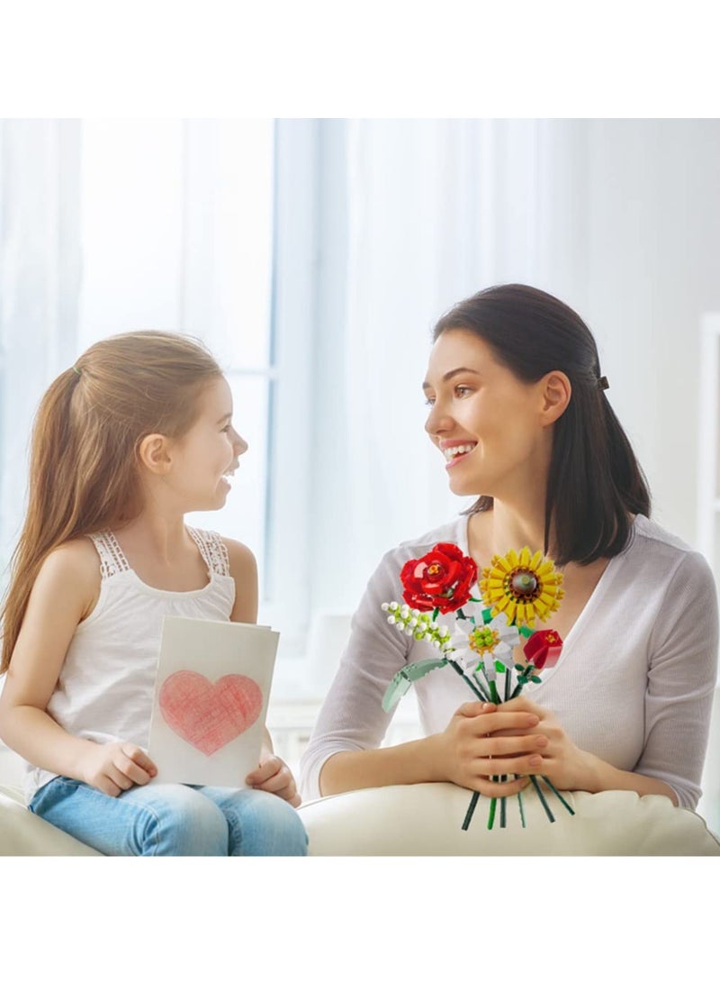 Arabest Mini Bricks Flower Bouquet Building Sets, Artificial Flowers, DIY Unique Decoration Home, 568 Pieces Botanical Collection for Girl for Gift - Image 4