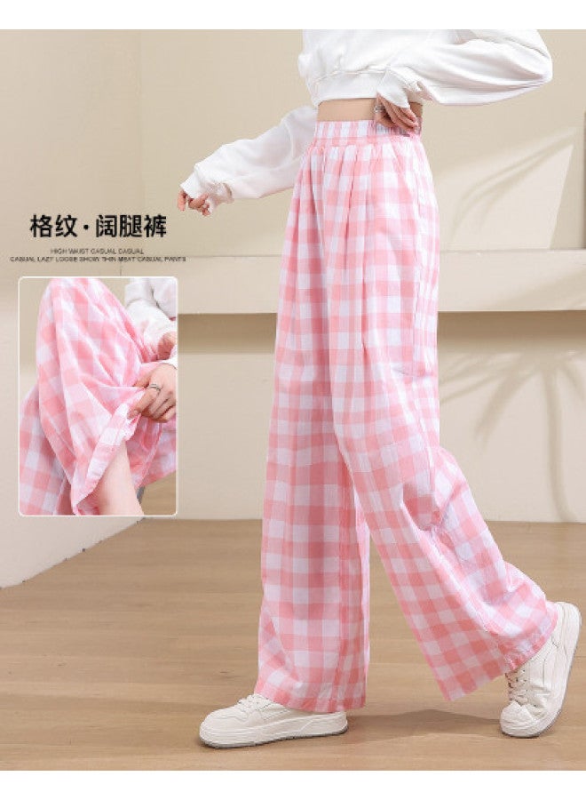 Jeanswest Fashionable Plaid Wide-Leg Pants For Women, Autumn Loose Fit Concealing Flaws, Slimming, Comfortable, Casual, Versatile Lounge Pants - Image 1