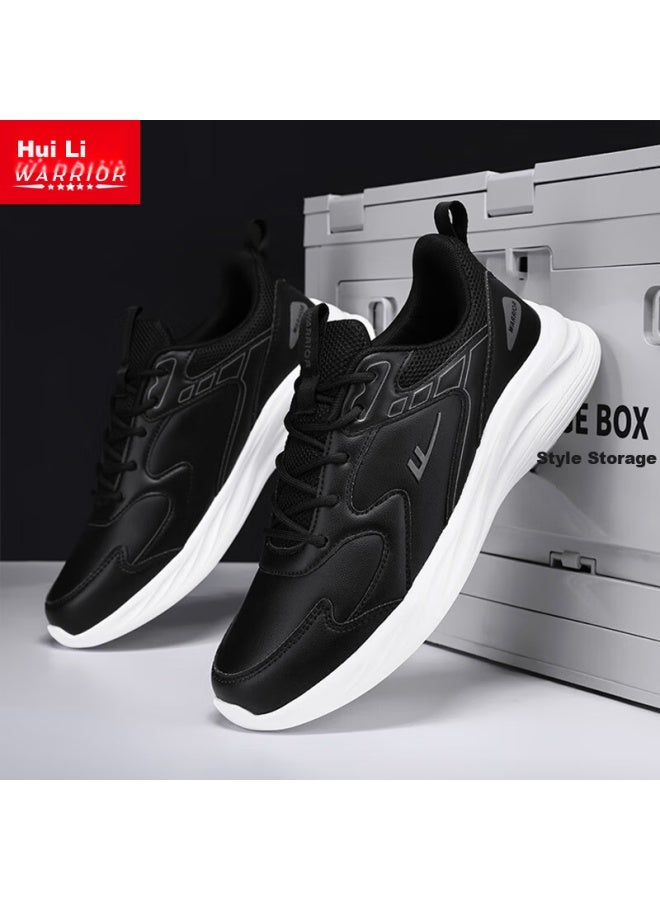 Pull Back Warrior Men's Sports Shoes Spring Lightweight Casual White Shoes Men Black Size 44 - Image 1