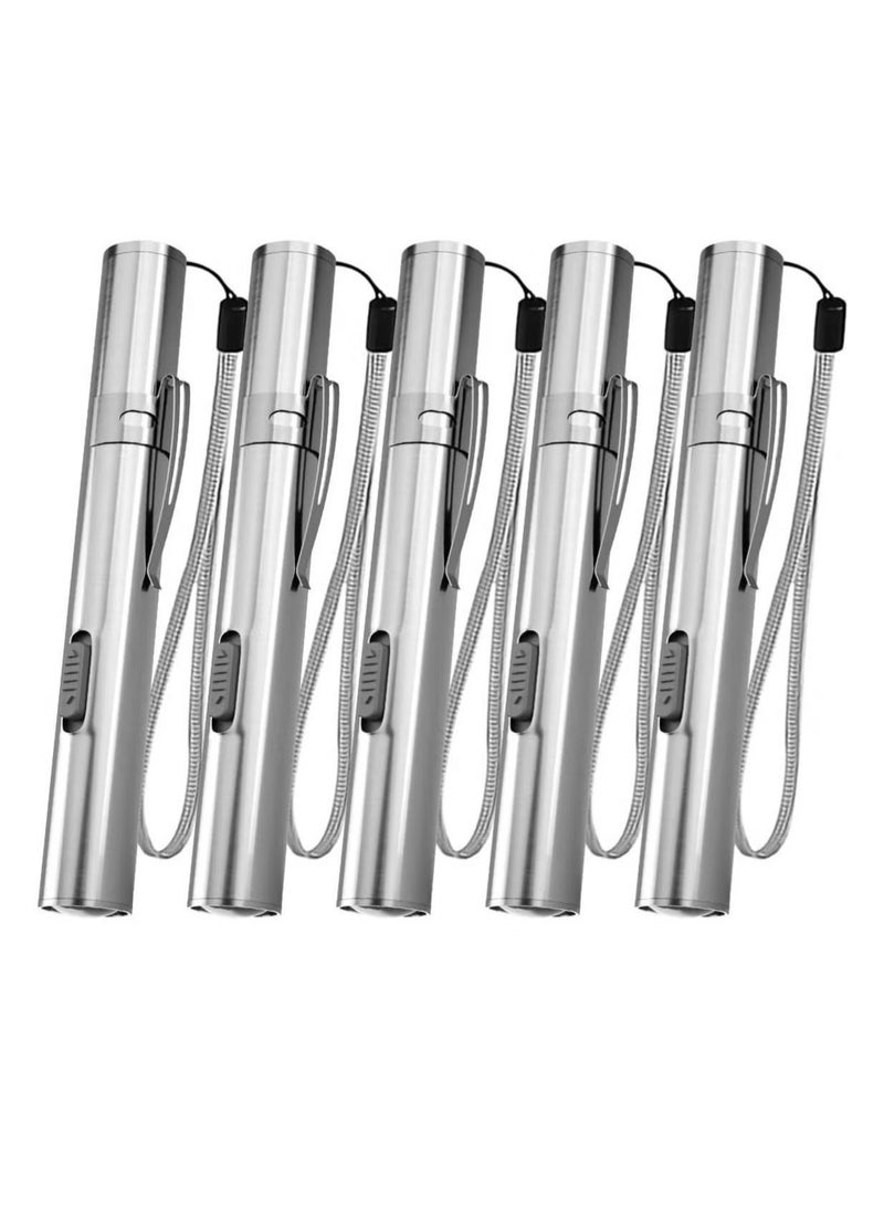 Rechargeable Stainless Steel LED Pen Flashlight – Pack of 5 - Image 1