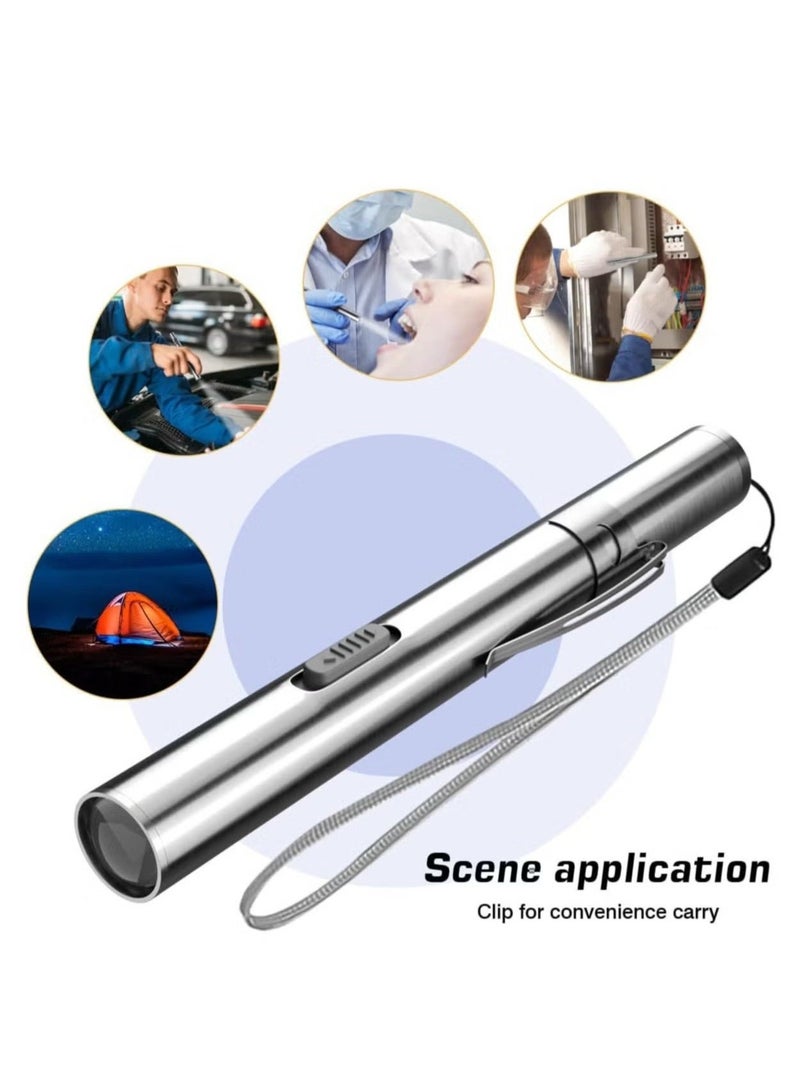 Rechargeable Stainless Steel LED Pen Flashlight – Pack of 5 - Image 5