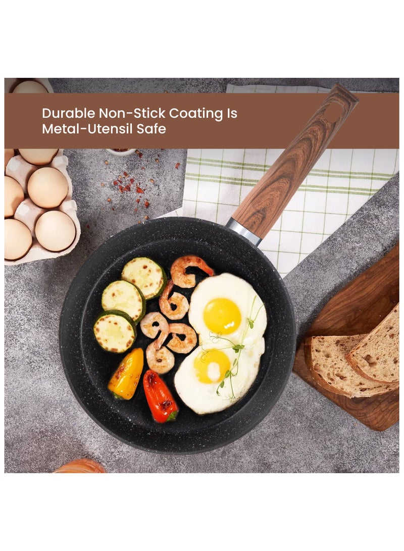 Bright Home 10Pcs Marble Cooking Set Scratch Resist Tempered Glass Lid Soft Handle (Black) - Image 2