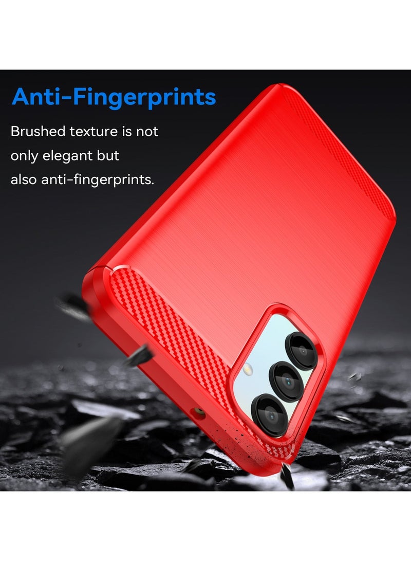URBBKING Slim Fit Phone Cover with Shock-Absorption, Carbon Fiber TPU Rubber Protective Case For Samsung A16 Red - Image 3