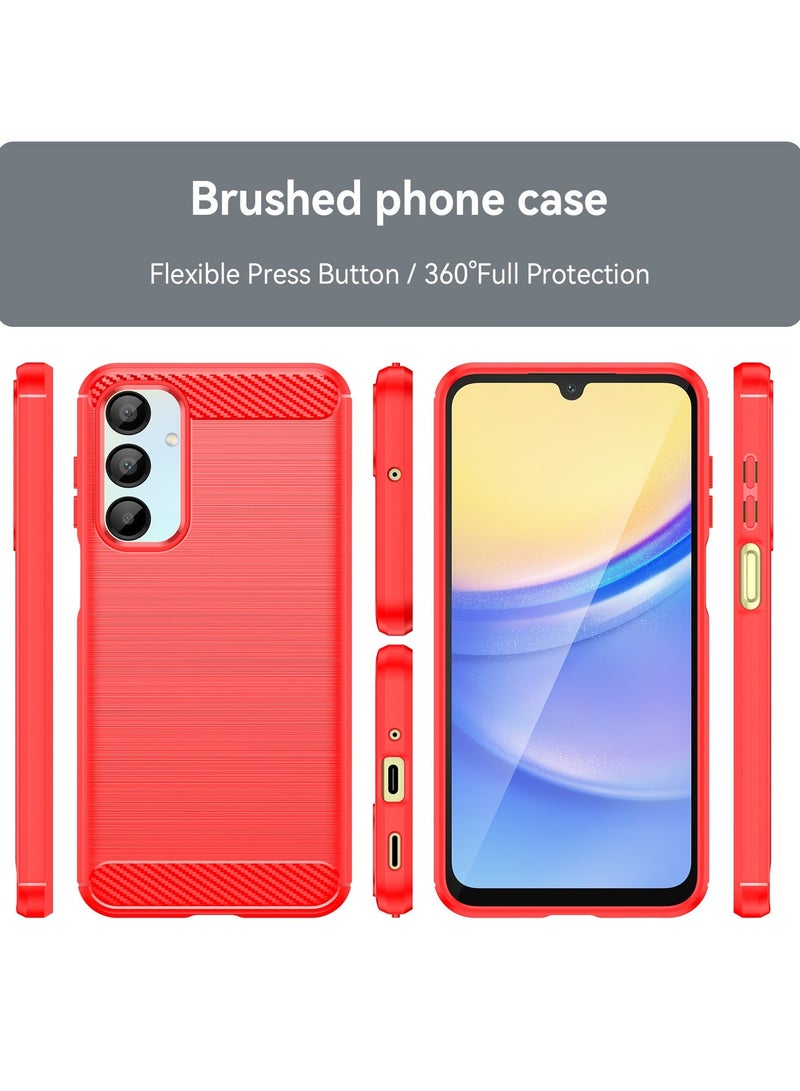 URBBKING Slim Fit Phone Cover with Shock-Absorption, Carbon Fiber TPU Rubber Protective Case For Samsung A16 Red - Image 2