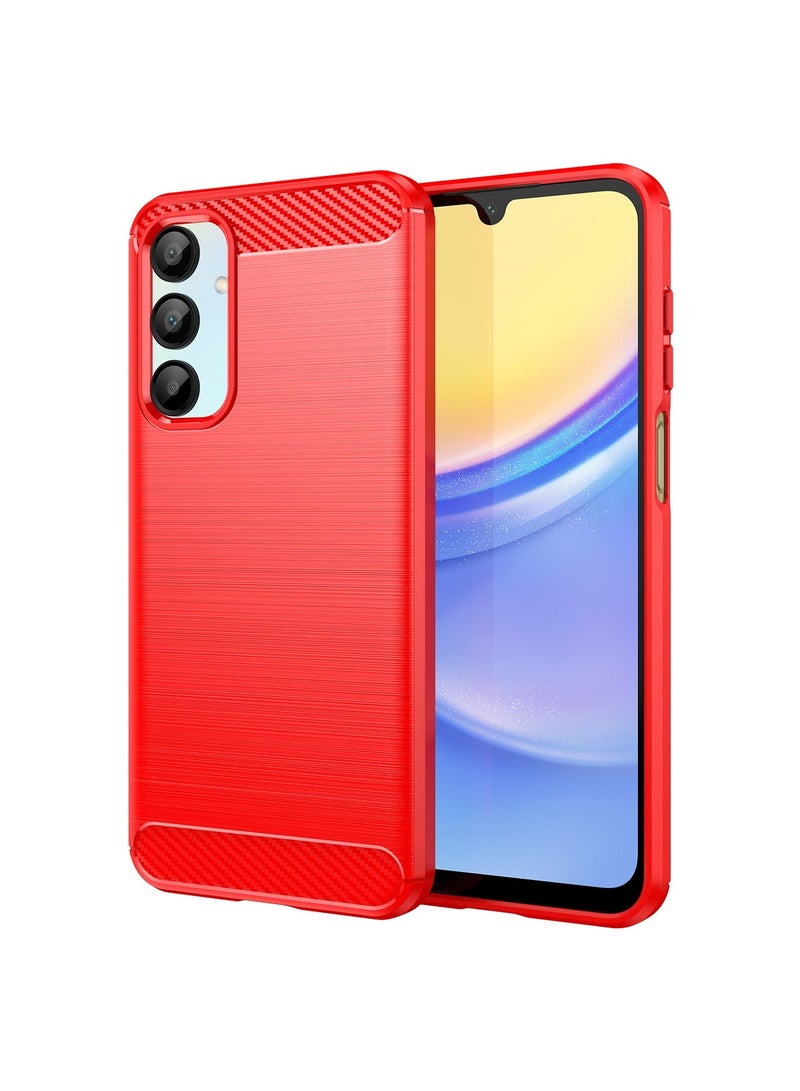 URBBKING Slim Fit Phone Cover with Shock-Absorption, Carbon Fiber TPU Rubber Protective Case For Samsung A16 Red - Image 1
