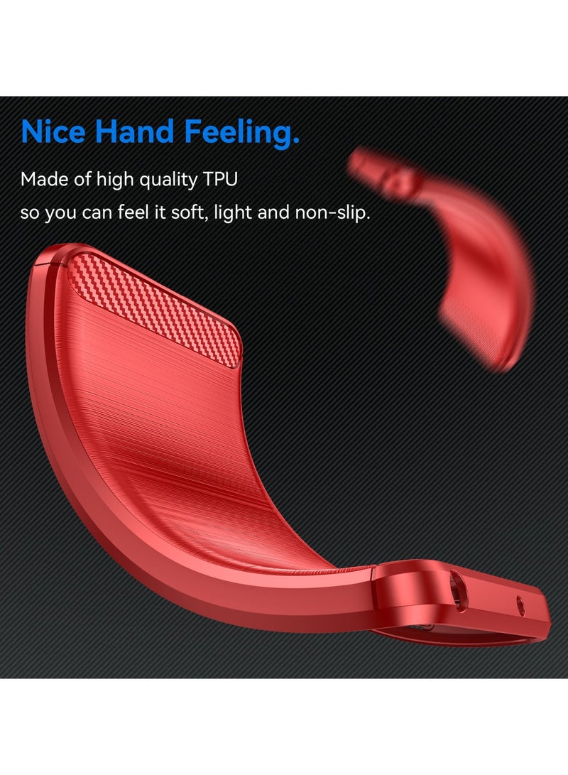 URBBKING Slim Fit Phone Cover with Shock-Absorption, Carbon Fiber TPU Rubber Protective Case For Samsung A16 Red - Image 4