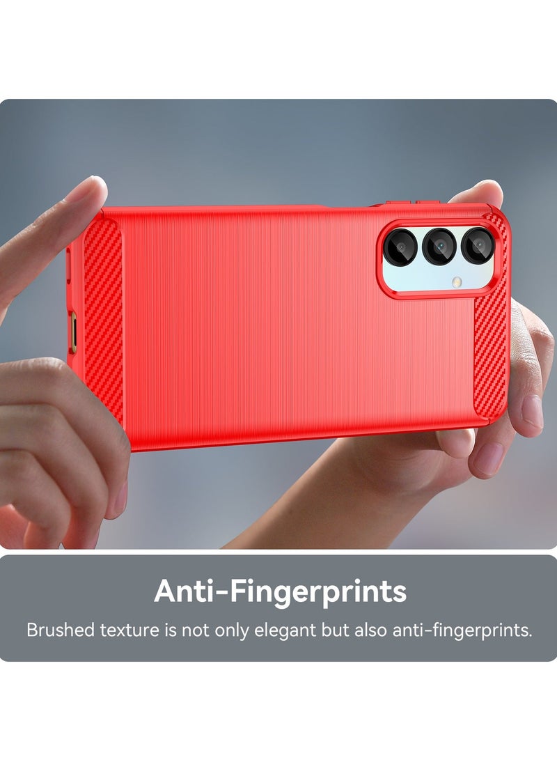 URBBKING Slim Fit Phone Cover with Shock-Absorption, Carbon Fiber TPU Rubber Protective Case For Samsung A16 Red - Image 5