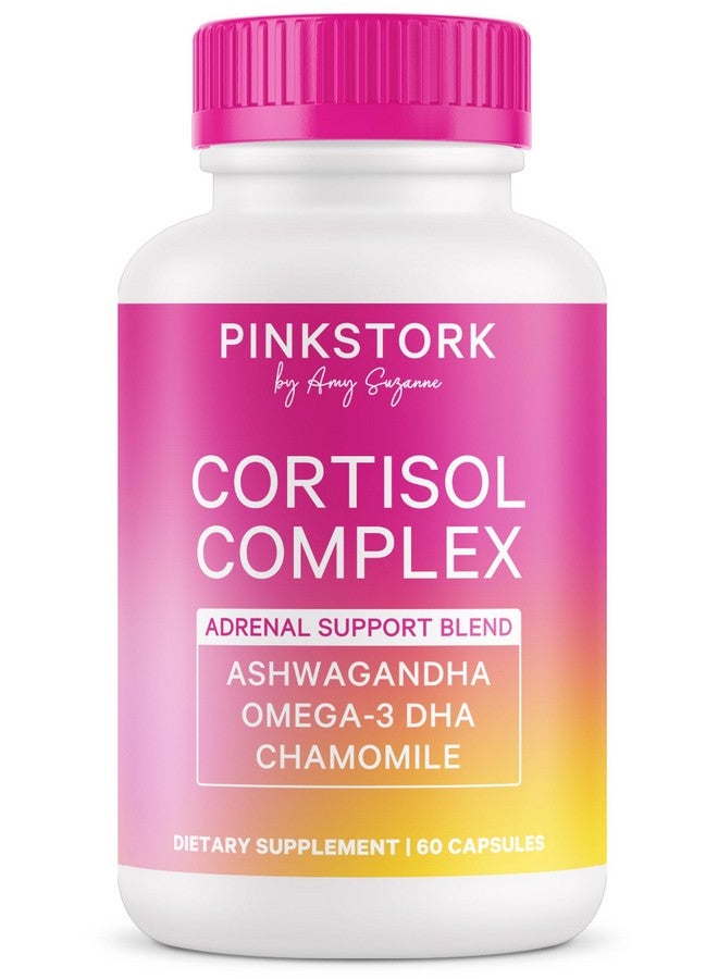 Pink Stork Cortisol Complex - Organic Ashwagandha, Omega 3 DHA, Saffron - Mood Balance, Stress Management, Energy Levels for Women - 60 Count - Image 1