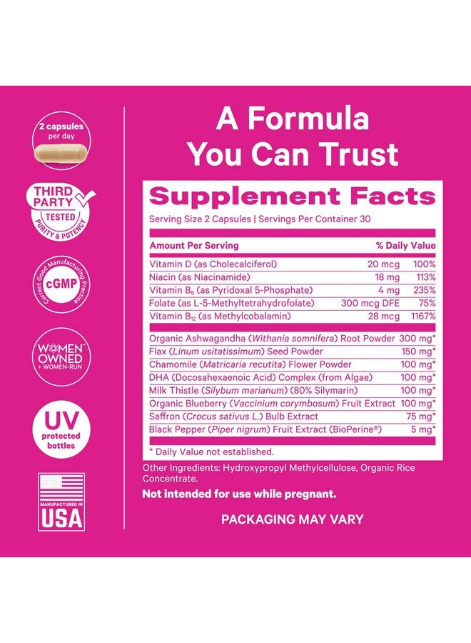 Pink Stork Cortisol Complex - Organic Ashwagandha, Omega 3 DHA, Saffron - Mood Balance, Stress Management, Energy Levels for Women - 60 Count - Image 5