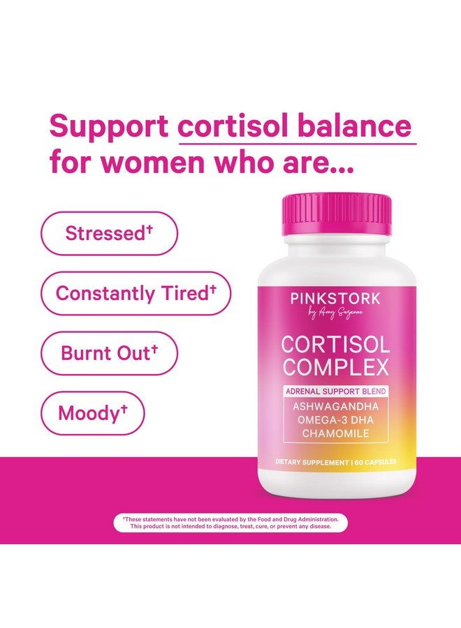 Pink Stork Cortisol Complex - Organic Ashwagandha, Omega 3 DHA, Saffron - Mood Balance, Stress Management, Energy Levels for Women - 60 Count - Image 2