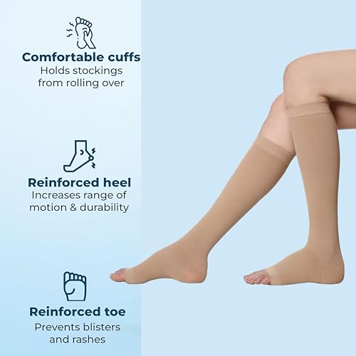 EZYFIT Imported Class II Cotton Compression Stockings Below Knee for Varicose Veins | Varicose Veins Stockings For Men and Women | 22-35 mm/Hg (Large) - Image 4