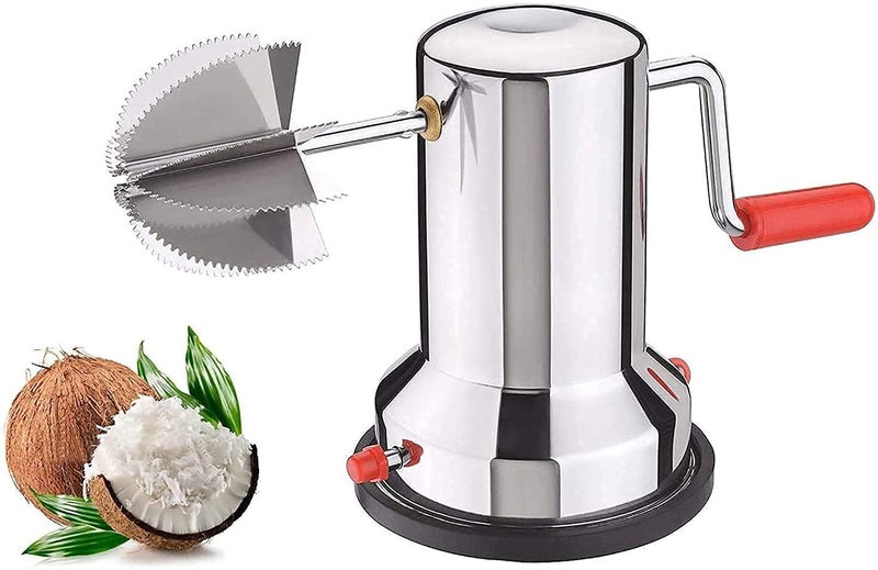 NETRA NETRA Latest Stainless Steel Coconut Scraper with Vacuum Base Coconut Grater Machine Coconut Crusher Manual Hand Roller Coconut Chopper for Kitchen Coconut Scrapper Tool Silver  - Image 1
