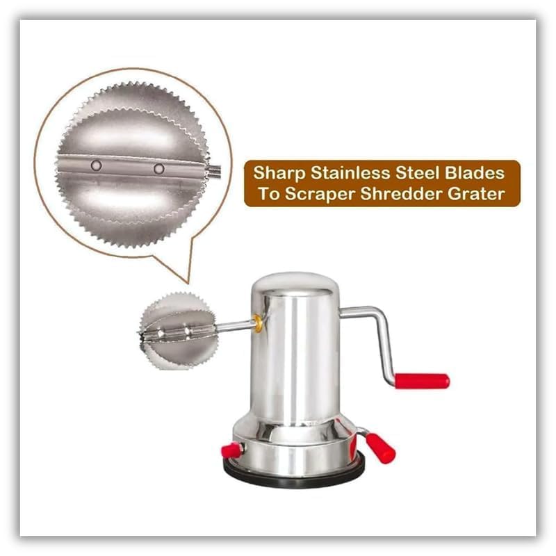 NETRA NETRA Latest Stainless Steel Coconut Scraper with Vacuum Base Coconut Grater Machine Coconut Crusher Manual Hand Roller Coconut Chopper for Kitchen Coconut Scrapper Tool Silver  - Image 2